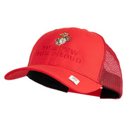 The Few The Proud US Marine Embroidered 6 Panel Structured Cotton Twill Mesh Cap Made in USA - Red OSFM