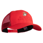 The Few The Proud US Marine Embroidered 6 Panel Structured Cotton Twill Mesh Cap Made in USA - Red OSFM