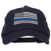 Thin Blue Line American Flag Embroidered Unstructured Cotton Washed Cap