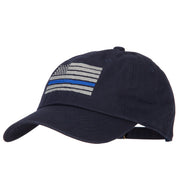 Thin Blue Line American Flag Embroidered Unstructured Cotton Washed Cap