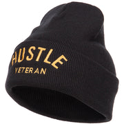 Hustle Veteran Embroidered Long Beanie