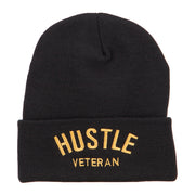 Hustle Veteran Embroidered Long Beanie