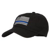 Thin Blue Line American Flag Embroidered Unstructured Cotton Washed Cap