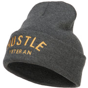 Hustle Veteran Embroidered Long Beanie