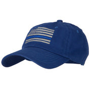 Thin Blue Line American Flag Embroidered Unstructured Cotton Washed Cap