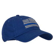 Thin Blue Line American Flag Embroidered Unstructured Cotton Washed Cap