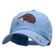 Hedgehog Embroidered Low Profile Dyed Cotton Twill Cap