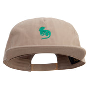 Iguana Silhouette Embroidered 5 Panel Cotton High Profile Flat Bill Unstructured Cap - khaki OSFM