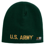 Licensed Golden US Army Embroidered 8 Inch Knitted Short Beanie - Dk-Green OSFM
