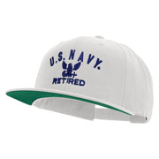 Licensed Eagle Navy Retired Embroidered Wool Blend Prostyle Snapback Cap - White OSFM