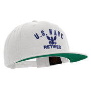 Licensed Eagle Navy Retired Embroidered Wool Blend Prostyle Snapback Cap - White OSFM