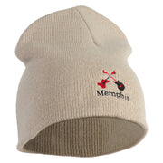 Memphis Guitars Embroidered 8 Inch Solid Knit Short Beanie Made in USA - Stone OSFM