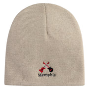 Memphis Guitars Embroidered 8 Inch Solid Knit Short Beanie Made in USA - Stone OSFM