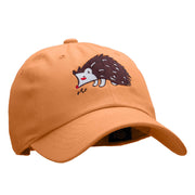 Hedgehog Embroidered Low Profile Dyed Cotton Twill Cap