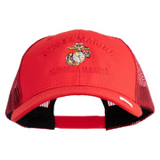 Once  A Marine Always a Marine Embroidered 6 Panel Structured Cotton Twill Mesh Cap Made in USA - Red OSFM