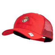 Once  A Marine Always a Marine Embroidered 6 Panel Structured Cotton Twill Mesh Cap Made in USA - Red OSFM