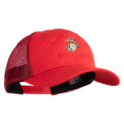 Once  A Marine Always a Marine Embroidered 6 Panel Structured Cotton Twill Mesh Cap Made in USA - Red OSFM