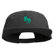 Iguana Silhouette Embroidered 5 Panel Cotton High Profile Flat Bill Unstructured Cap - Black OSFM