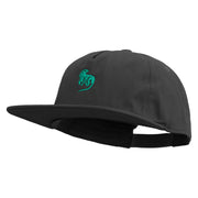 Iguana Silhouette Embroidered 5 Panel Cotton High Profile Flat Bill Unstructured Cap - Black OSFM