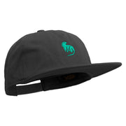 Iguana Silhouette Embroidered 5 Panel Cotton High Profile Flat Bill Unstructured Cap - Black OSFM