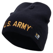 Licensed Golden US Army Embroidered 8 Inch Knitted Short Beanie - Navy OSFM