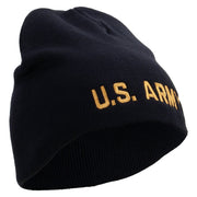 Licensed Golden US Army Embroidered 8 Inch Knitted Short Beanie - Navy OSFM