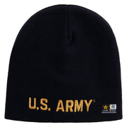 Licensed Golden US Army Embroidered 8 Inch Knitted Short Beanie - Navy OSFM