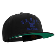 Licensed Eagle Navy Retired Embroidered Wool Blend Prostyle Snapback Cap - Black OSFM