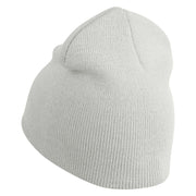 Memphis Guitars Embroidered 8 Inch Solid Knit Short Beanie Made in USA - White OSFM