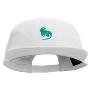 Iguana Silhouette Embroidered 5 Panel Cotton High Profile Flat Bill Unstructured Cap - White OSFM