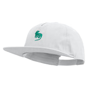 Iguana Silhouette Embroidered 5 Panel Cotton High Profile Flat Bill Unstructured Cap - White OSFM