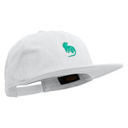 Iguana Silhouette Embroidered 5 Panel Cotton High Profile Flat Bill Unstructured Cap - White OSFM