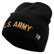 Licensed Golden US Army Embroidered 8 Inch Knitted Short Beanie - Black OSFM