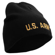 Licensed Golden US Army Embroidered 8 Inch Knitted Short Beanie - Black OSFM