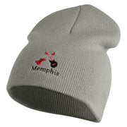 Memphis Guitars Embroidered 8 Inch Solid Knit Short Beanie Made in USA - Dark-Ash OSFM