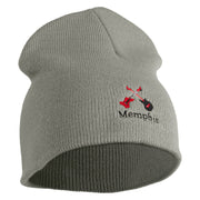 Memphis Guitars Embroidered 8 Inch Solid Knit Short Beanie Made in USA - Dark-Ash OSFM