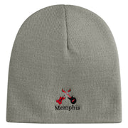 Memphis Guitars Embroidered 8 Inch Solid Knit Short Beanie Made in USA - Dark-Ash OSFM