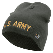 Licensed Golden US Army Embroidered 8 Inch Knitted Short Beanie - Dk-Grey OSFM
