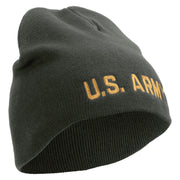 Licensed Golden US Army Embroidered 8 Inch Knitted Short Beanie - Dk-Grey OSFM