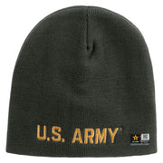 Licensed Golden US Army Embroidered 8 Inch Knitted Short Beanie - Dk-Grey OSFM