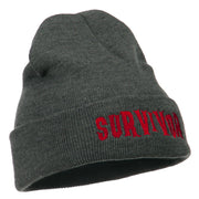 Halloween Survivor Embroidered Long Beanie