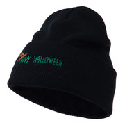 Happy Halloween Witch Hat Embroidered Long Beanie