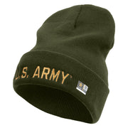 Licensed Golden US Army Embroidered 12 Inch Long Knitted Beanie - Olive OSFM