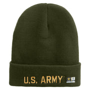 Licensed Golden US Army Embroidered 12 Inch Long Knitted Beanie - Olive OSFM