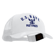 Licensed Eagle Navy Retired Embroidered Retro Trucker Cap - White OSFM