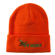 Happy Halloween Witch Hat Embroidered Long Beanie