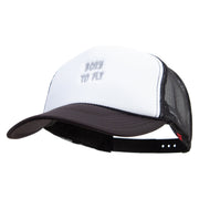 Born to Fly Embroidered Foam Panel Mesh Snapback - Black-White OSFM