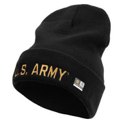Licensed Golden US Army Embroidered 12 Inch Long Knitted Beanie - Black OSFM