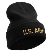 Licensed Golden US Army Embroidered 12 Inch Long Knitted Beanie - Black OSFM