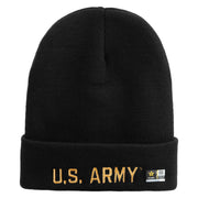 Licensed Golden US Army Embroidered 12 Inch Long Knitted Beanie - Black OSFM